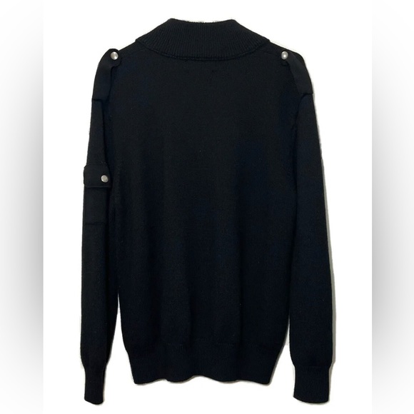 Banana Republic Mens Black Italian Yarn 1/2 Half Zip Hooded Sweater Sz XL - Picture 2 of 3